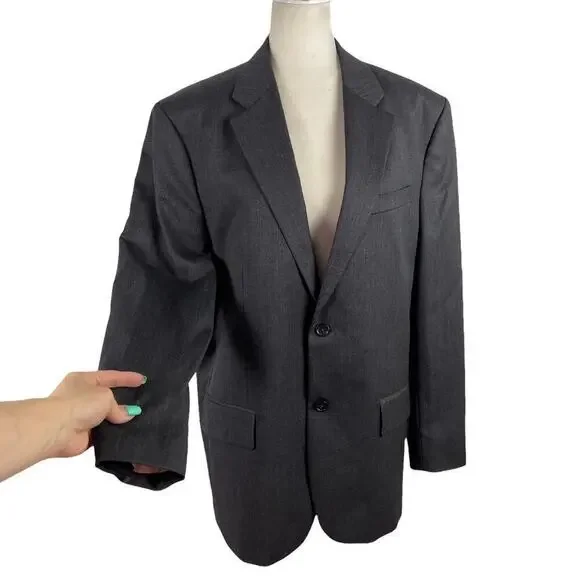 Banana Republic Men's Single Breasted Tailored Suit Jacket Dark Charcoal Sz 44R